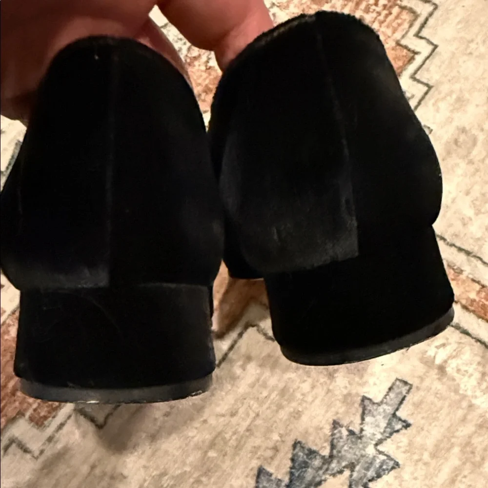 Anne Klein Black Velvet Embroidered Loafers
